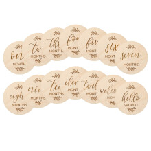 7 Pcs Wooden Baby Milestone Cards Double Sided, Baby Monthly Milestone Signs 0-12 Months, Round Wood Baby Month Discs for Newborn Photo Props, Baby S