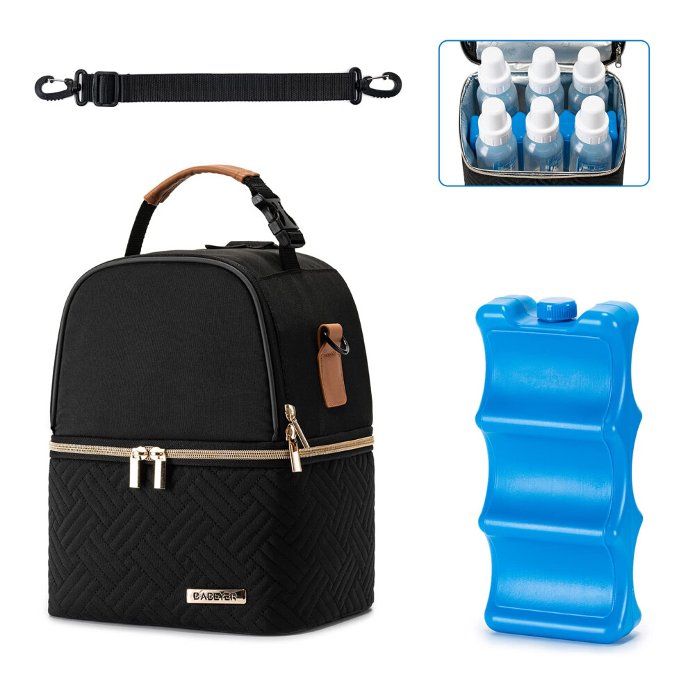 Breastmilk Cooler Bag With Ice Pack Fits 6 Baby Bottles Up To 270Ml, Breastmilk Pump Bag With Shoulder Strap For Nursing Mom Daycare, Travel, Babeyer