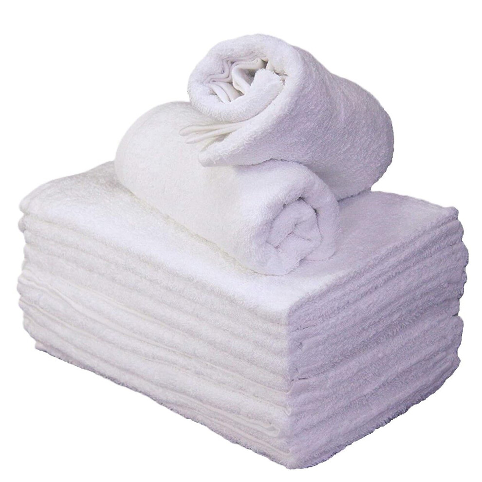 Terry Towelling Cloth Nappies 100% Cotton Soft Reusable And Absorbent Flat Diapers (Pack Of 12, ) White Bright Bots