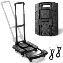 Folding Trolley on Wheels, 225Kg Heavy Duty Extendable Sack Truck/Sack Barrow with 6 Wheels (2 with Brake) & 2 Elastic Straps - Compact for Moving, L