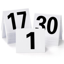 Okllen Set of 30 Table Order Numbers 1-30, Double Sided Acrylic Restaurant Tent Table Holders Reception Number Stands Signs for Food Service, Banquet