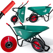 Bertie Barrow 100L Heavy Duty Garden Wheelbarrow – 250KG Max Load – Rust-Proof Plastic Tray with Pneumatic Tyre & Steel Rim – Ideal for Gardenin