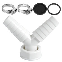 Washing Machine Drain Adapter Y-Connector Washing Machine Waste Splitter Y Connector with 2Hose Clamp 19-24mm Double Connection Pipe Thread Y Adapte