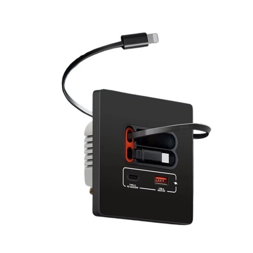 20W USB C  Socket Panel with Dual Type-C Fast Charge  Outlet,Mobile Phone Charging Type-C Socket Black