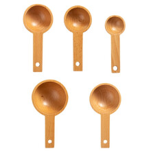 Beech Coffee Measuring Spoon Wooden Coffee Spoon Suitable for Coffee Beans, Ground Beans, Protein Powder, Spices,5pc