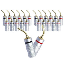 Lot de 24 Connecteurs Banane Plaqués Or 4 mm pour Câbles Audio, Haut-Parleurs et Vidéos