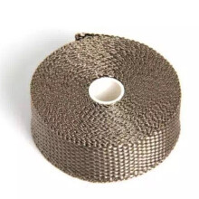 Auspuff-Hitzeschutzbandrolle, Glasfaser-Hitzeschutzband, 1 Rolle 1,5 X 25 mm X 5 M mit 4 Edelstahl-Kabelbindern für Motorrad, Auto und LKW