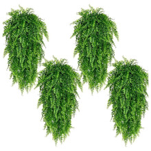 4pcs Faux Persian Leaves Hanging Fern Vines Lifelike Artificial Green Plant for Wall Indoor Home Decor Greenery Display