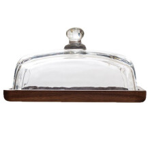 Beurrier avec Couvercle, Couvercle Hermétique en Verre pour Conserver le Beurre Mou. Beurriers en Verre et en Bois.