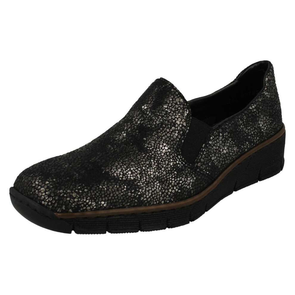 Rieker (Black, Uk 6.5) Ladies Slip On Casual Shoes 53766