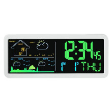 Elektronische Wanduhr mit Wettervorhersage, Multifunktionswecker, Elektronischem Thermometer und Hygrometer