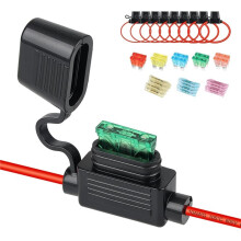 Kit de Porte-Fusibles à Lames en Ligne, 10 Pièces, Câble Robuste 10-18 AWG avec Fusibles et Bornes 10A-40A pour Câblage de Camping-Car