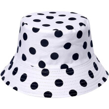 Adult Unisex Summer Polka Dot Printed Bucket Hats Wide Brim Travel Beach Fisherman Cap for Women Men