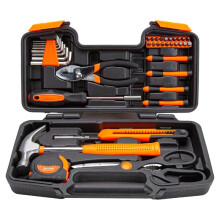 39 Piece Tool Set Universal Home Kit with Plastic Tool Box Storage Box Orange