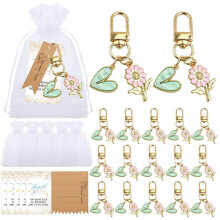 Ensemble de 60 Fermoirs de Porte avec Breloques en Forme de Cœur et de Fleurs - Comprend Du Papier Cartonné Décoratif et des Pochettes en Filet