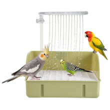 Vasca per Uccelli, Doccia Automatica per Pappagalli con Pompa, Vasca da Bagno con Doccia e Acqua Corrente per Conuri, Fringuelli e Inseparabili
