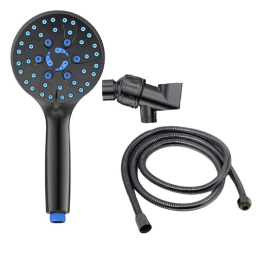 Chuveiro de Alta Pressão com 2 Níveis de Jato e 5 Níveis de Pressurização - Equipado com Suporte para Mangueira de 1,5 Metro (59 Polegadas)