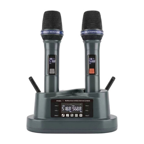 1To2 Handheld Wireless Microphone Magnetic Induction Wireless  Charging Microphone UHF Automatic Frequency Pairing