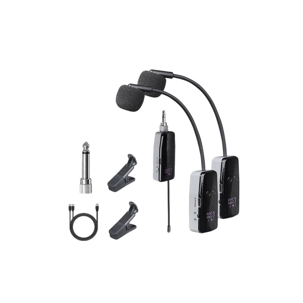 2 Channel Uhf Wireless Saxophone Microphone System Clip- Instrument Mic For Performance Practice Recording 4713943013261