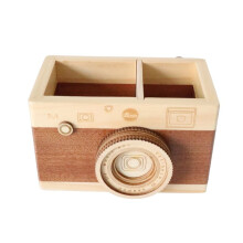Camera Wooden Pencil Holder Camera Desktop Pencil Holder Stationary Makeup Organizer Decor Holder for Home