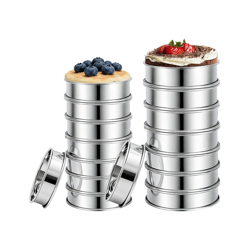 16Pcs Crumpet Rings Set, Nonstick English Muffin Rings, Stainless Steel Double Rolled Tart Ring, Round Metal Pastry Ring 4712109615929