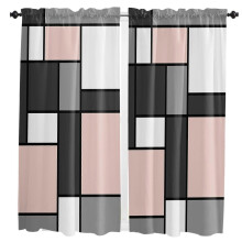 Geometric Figures Blush Pink Abstract Curtain Home Decoration Living Room Short Curtains Window Treatments for Kitchen Bedroom