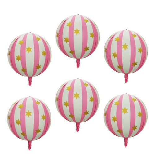 6 Balões de Carnaval 4D de 22 Polegadas com Estrela para Decoração de Festas Temáticas de Carnaval e Circo - Rosa 1