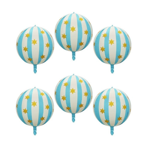 6 Balões de Carnaval 4D de 22 Polegadas com Estrela para Decoração de Festas Temáticas de Carnaval e Circo - Azul 1