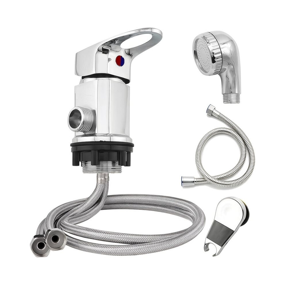 Shower Mixer Tap 1/2 Inch Single Lever Mixer Tap With Inlet Pipes Outlet Pipes And Sprinkler Set,For Motorhome 4711417038178