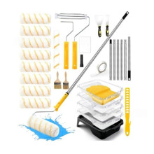 Paint Roller Kit, Paint Roller Set with Pole, Paint Tray Liners with Plastic Sheeting for Painting Walls Ceilings House