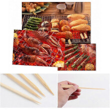 2025 100PCS Barbecue Bamboo Skewers Disposable Bamboo Stick Barbecue Paddle Skewers