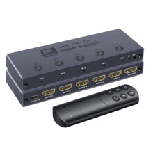 -Compatible 2.1 8K@60Hz 4K@240Hz 5 in 1 Out with Remote for Laptop PC PS5 Monitor TV