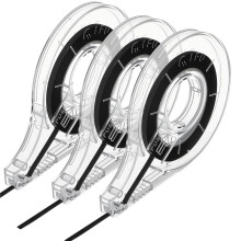 Lot de 3 Rouleaux de Ruban Adhésif pour Tableau Blanc avec Distributeur, Largeur 3 mm, Longueur 13 M, Rayures Noires Fines pour Grilles et Graphiques