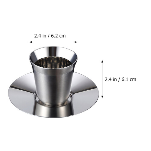1Set - & Teetasse Mit Untersetzer Doppellagig Silber 1