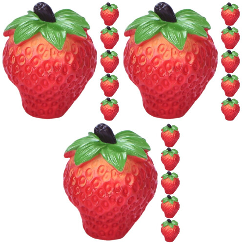 18Pcs Mini Artificial Strawberries Red Resin Photo Prop Decor 1