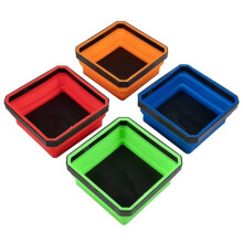 Ensemble de 4 Plateaux Magnétiques Pliables pour Pièces - Plateaux à Code Couleur, Base Magnétique Puissante pour L'Organisation de L'Atelier