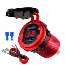 2set QC 3.0 Dual USB Auto-Ladebuchse 12V/24V USB-Ladegerät mit Kontakt-Schalter für Boot Motorrad Lkw Golfwagen Rot