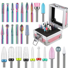 25 Piece Nail Milling Cutter Set, Ceramic Carbide Diamond Cuticle Nail Drill, Efficient Removal Drill Tool