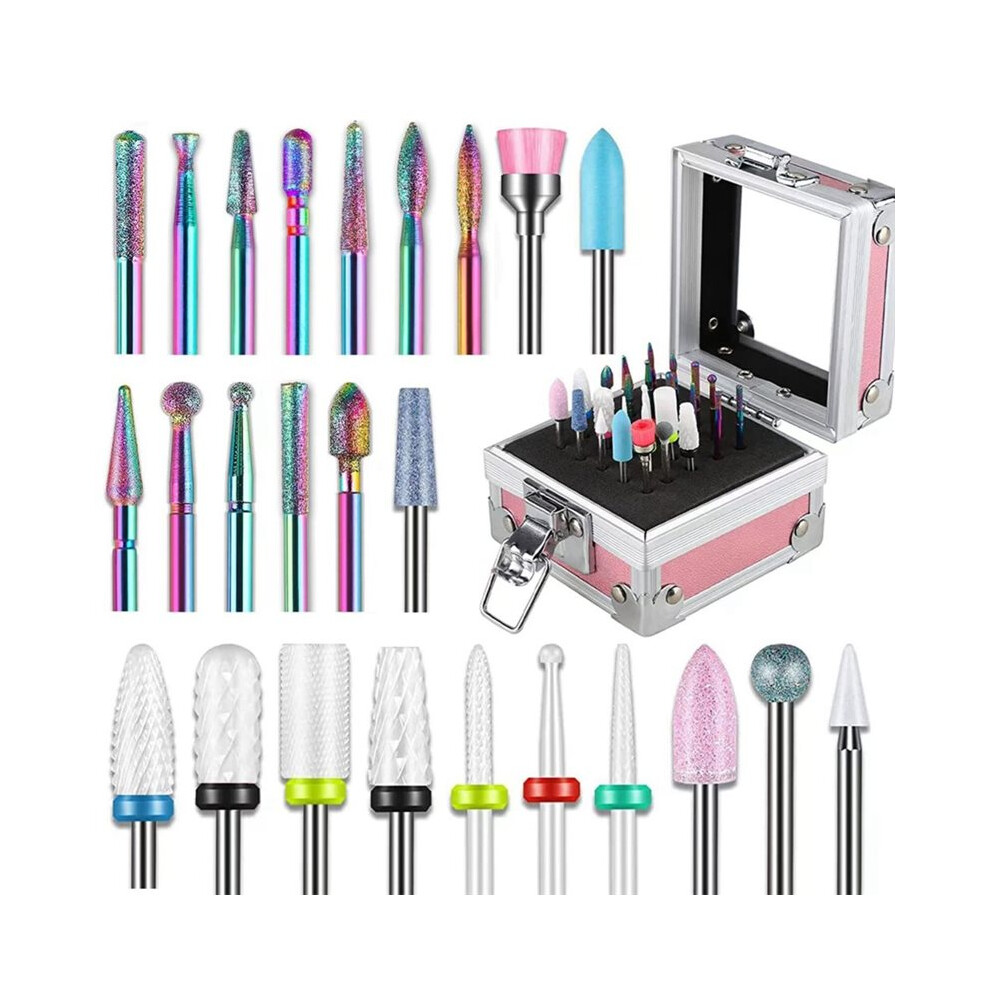 25 Piece Nail Milling Cutter Set, Ceramic Carbide Diamond Cuticle Nail Drill, Efficient Removal Drill Tool