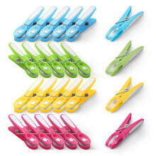 KEPLIN Clothes Pegs for Washing Line 24 Pack (Multicolour), Washing Line Pegs with Metal Spring for Strong Grip