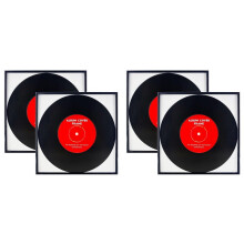 Black Music Record Album Frame 4-Pack, Display 12 Inch X12 Inch Vinyl LP Covers, Includes Hanger