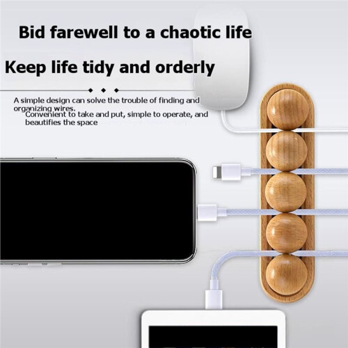 Solid Wood Cable Manager Hub OrganizerData Cord WrapperDesktop Sorting Accessories Neat Solution Stylish Holder B