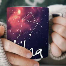 Twelve Constellations Ceramic Color-Changing Coffee Cups, Coffee Mug Gifts for Birthday Party Wedding Couple, Libra Tea Cup