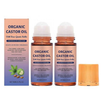 (2pcs) Organic Castor Oil Roller - 50ml Cold-Pressed Castor Oil Roller for Scalp & Skin