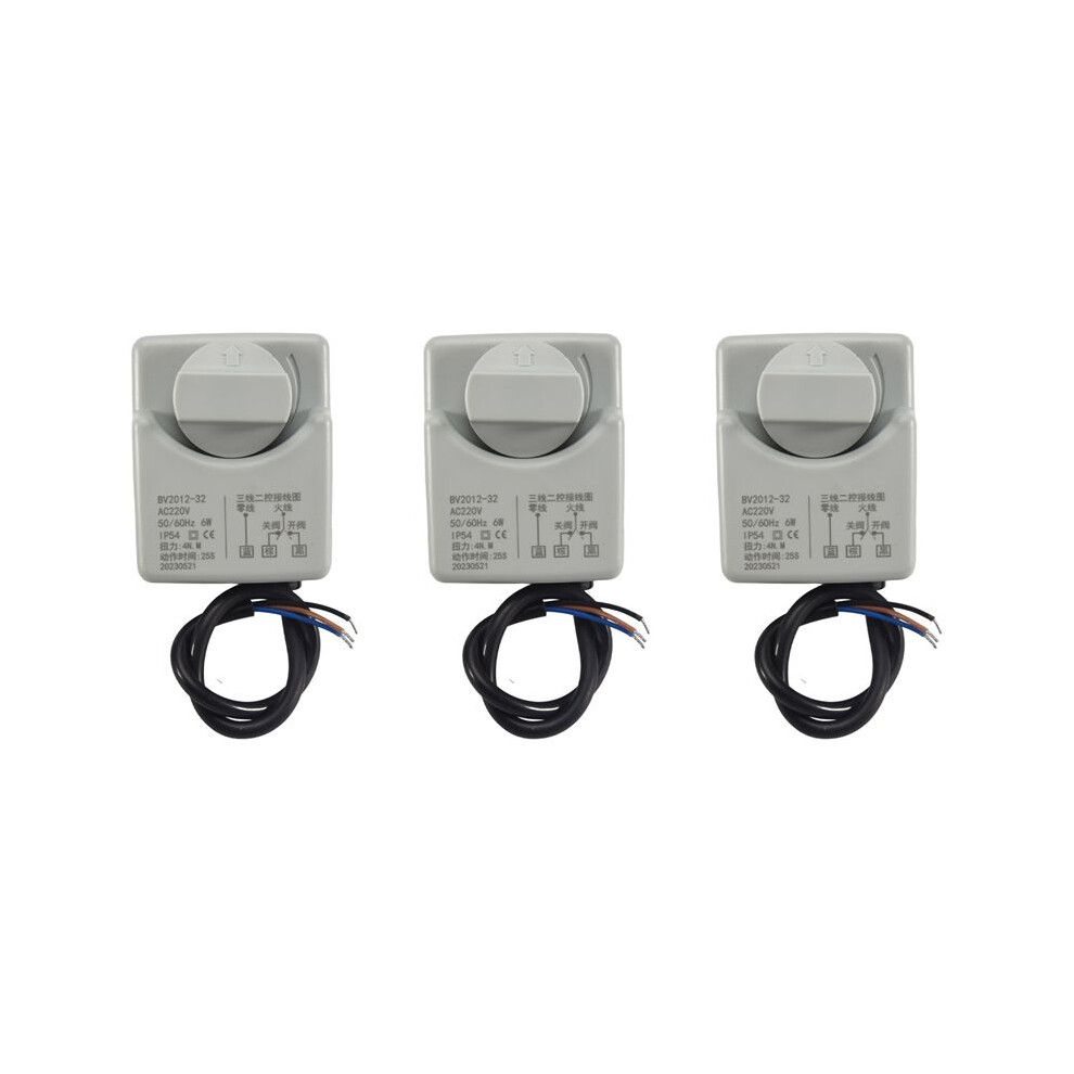 3X Ac220v Dn15 2 Way 3 Wires Motorized Valve Electric Actuator With Manual 6031427207226