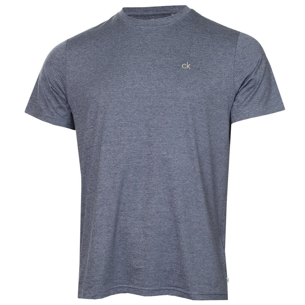 Calvin Klein (L, Navy Marl) Mens Cruise Breathable Moisture Wicking Quick Drying T-Shirt Blue