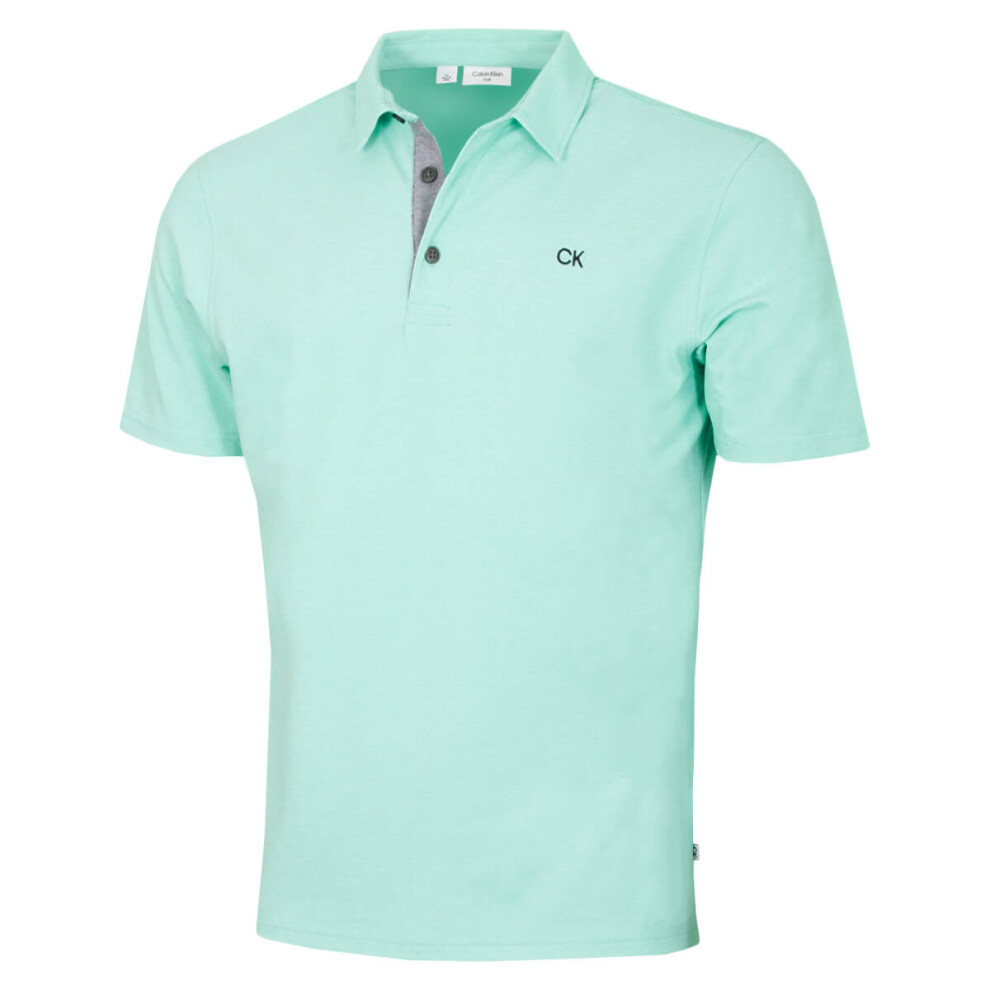Calvin Klein (S, Fresh Mint) Mens 2026 Prep Campus Oxford Pique Golf Polo Shirt