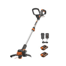 WORX WG163E 18V (20V MAX) Cordless Grass Trimmer With Command Feed And 2 Batteries Strimmer Line Strimmers Edge Cutter Black, Cutting width 30 cm, Li