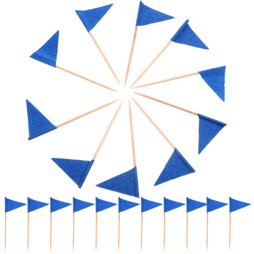 60pcs mini triangle cupcake toppers on sticks for cake decoration
