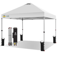 CROWN SHADES Pop Up Gazebo 3m x 3m, CenterLok One Push Instant Pop Up Outdoor Canopy Tent, Heavy Duty Gazebo with Carry Bag, Bonus 8 Stakes and 4 Rop